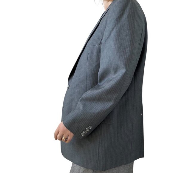 Vintage Christian Dior Gray Wool Pinstripe Oversized Blazer Sport Coat 44R - Picture 7 of 11